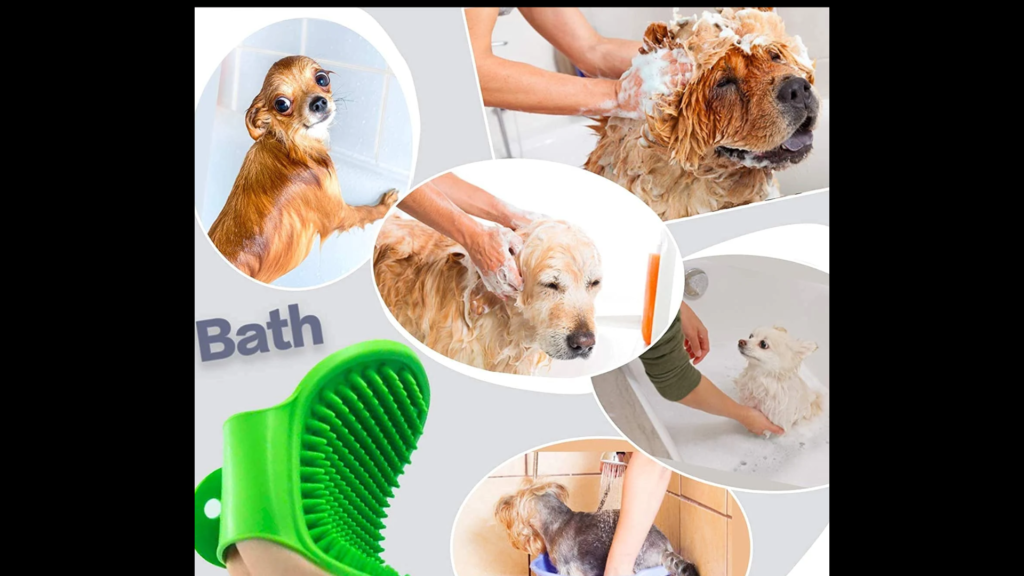 6-in-1 pet grooming kit with bath brush, deshedding glove, slicker brush and nail care tools
