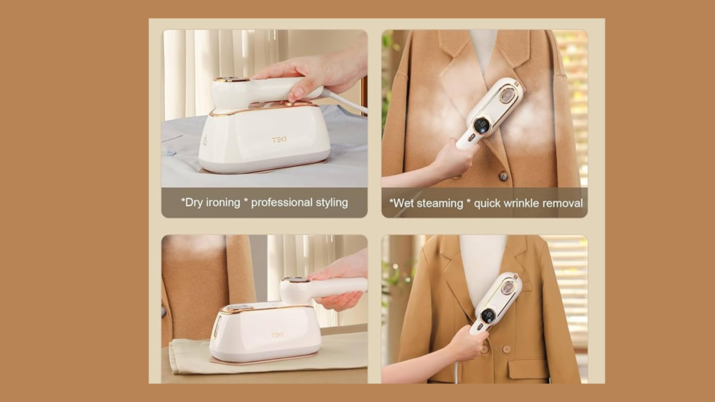 DOCOSS foldable mini steam iron with LCD display and 150ml water tank